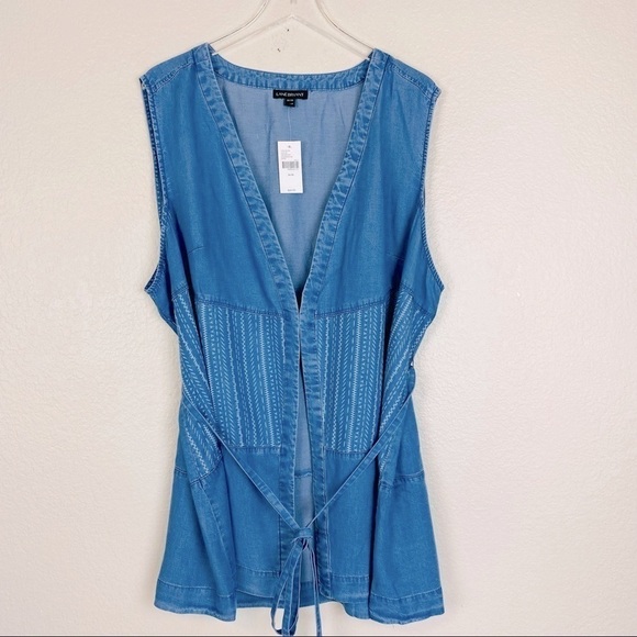 Lane Bryant Chambray Belted Vest Size 26/28 - Picture 1 of 8